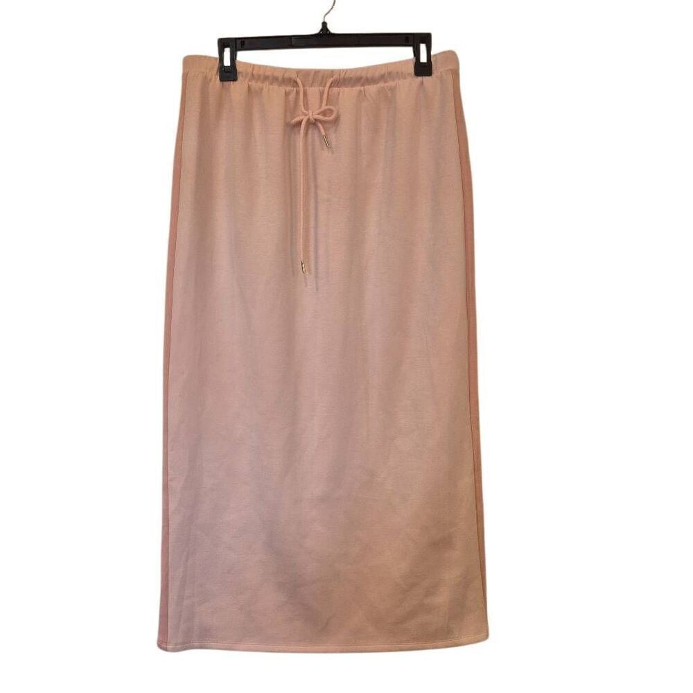 Tinsel Town Women's Pink Poly/Rayon/Spandex Knit Drawstring Straight Skirt